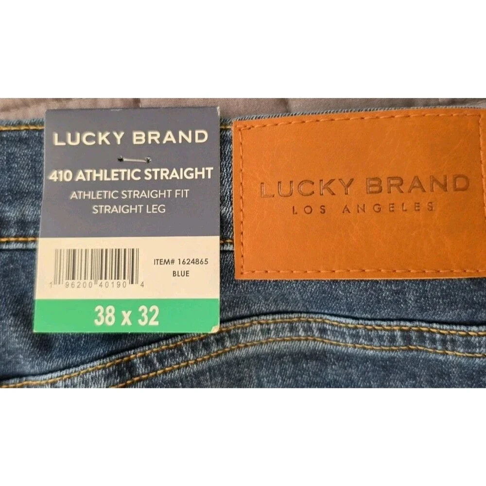 NWT Lucky Brand 410 Athletic Straight Fit Jeans Men’s 38x32 Blue Stretch Denim